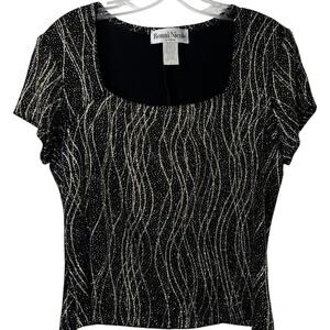 Ronnie Nicole by Ouida Y2K Top Gold/Silver Glitter 90's Slinky Blouse Size M